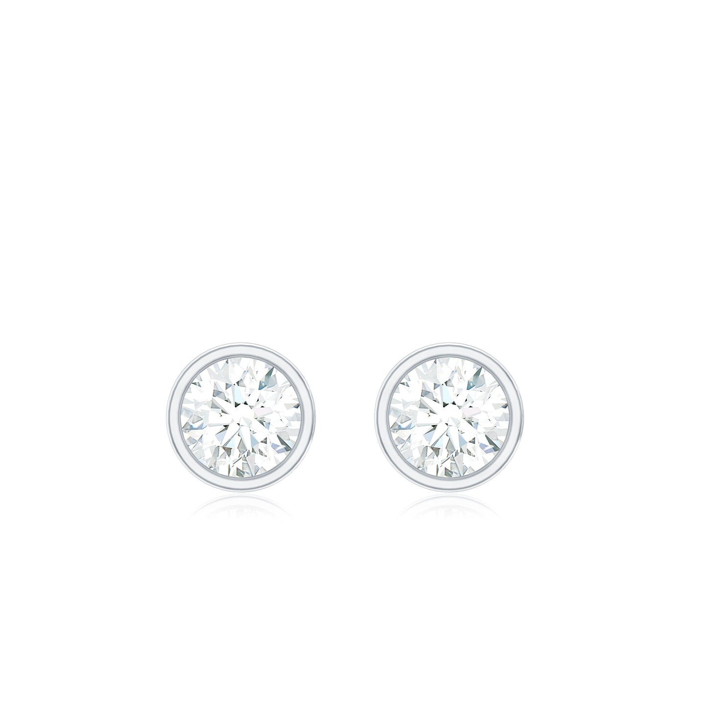 Dainty Moissanite Solitaire Stud Earrings in Bezel Setting