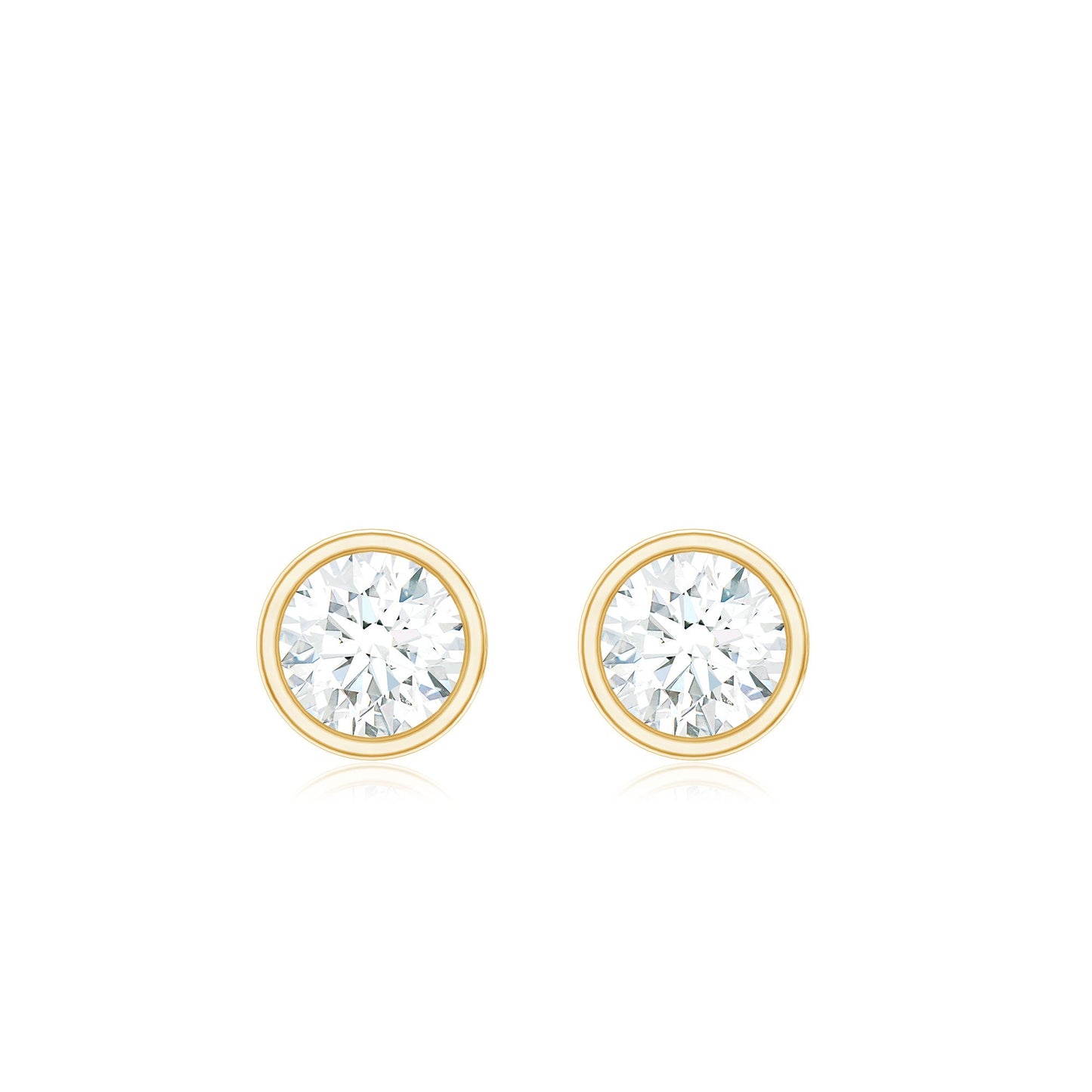 Dainty Moissanite Solitaire Stud Earrings in Bezel Setting