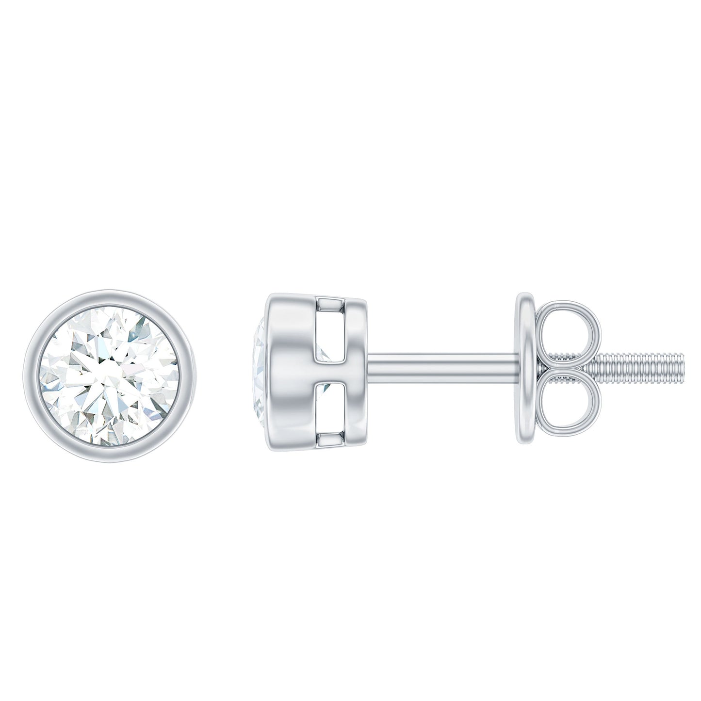 Minimal Bezel Set Diamond Everyday Earrings with Screw Back