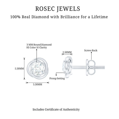 Real Diamond Swirl Stud Earrings for Women