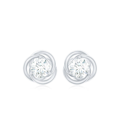Real Diamond Swirl Stud Earrings for Women