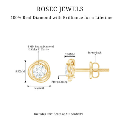 Real Diamond Swirl Stud Earrings for Women