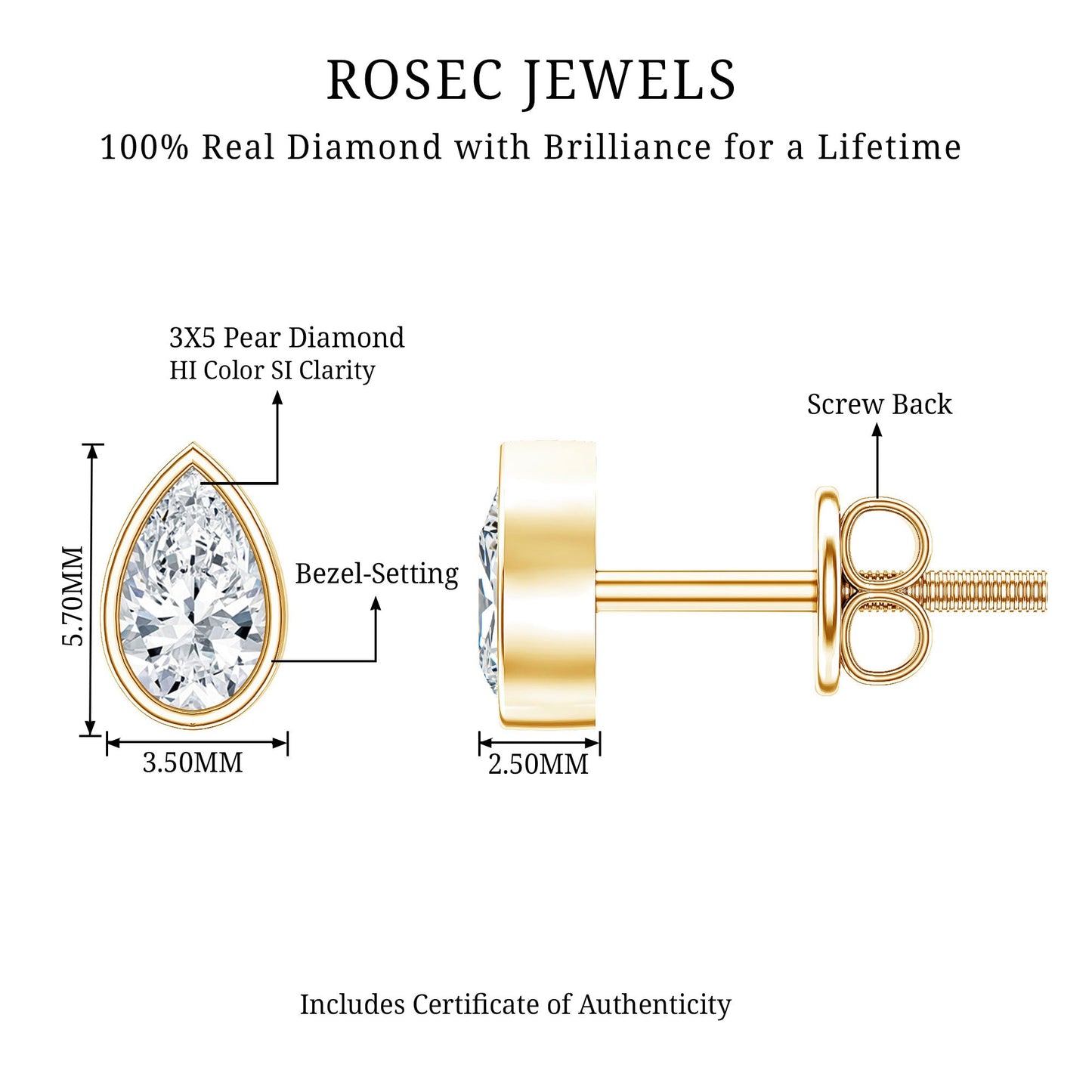 Bezel Set Diamond Tiny Stud Earrings