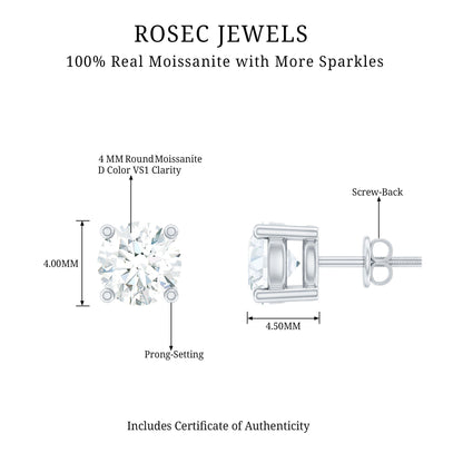 Brilliant Cut Diamond Stud Earrings in Prong Setting