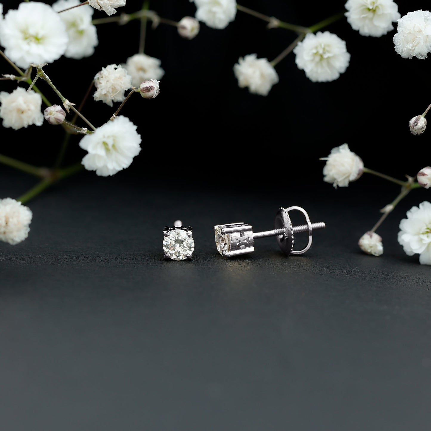 Brilliant Cut Diamond Solitaire Stud Earrings in Prong Setting