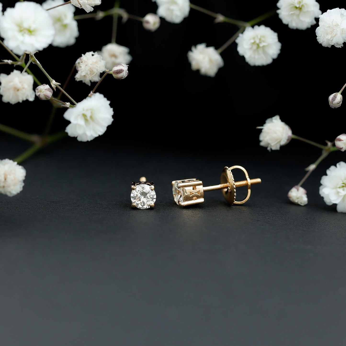 Brilliant Cut Diamond Solitaire Stud Earrings in Prong Setting
