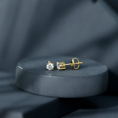 Brilliant Cut Diamond Solitaire Stud Earrings in Prong Setting