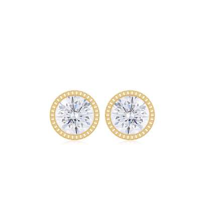 Round Diamond Solitaire Stud Earrings in Bezel Setting