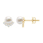 Modern Stud Earrings with Freshwater Pearl and Diamond