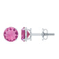 Round Shape Pink Tourmaline Stud Earrings for Women