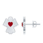 Heart Shape Ruby Angel Stud Earrings with Screw on Back