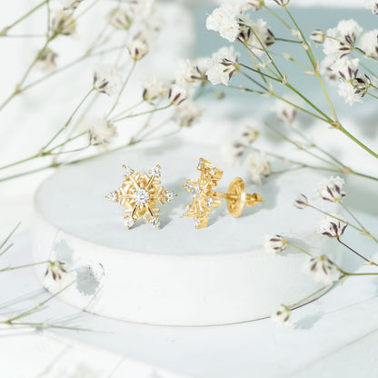 Diamond Snowflake Christmas Earrings