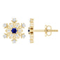 Created Blue Sapphire Snowflake Stud Earrings with Moissanite