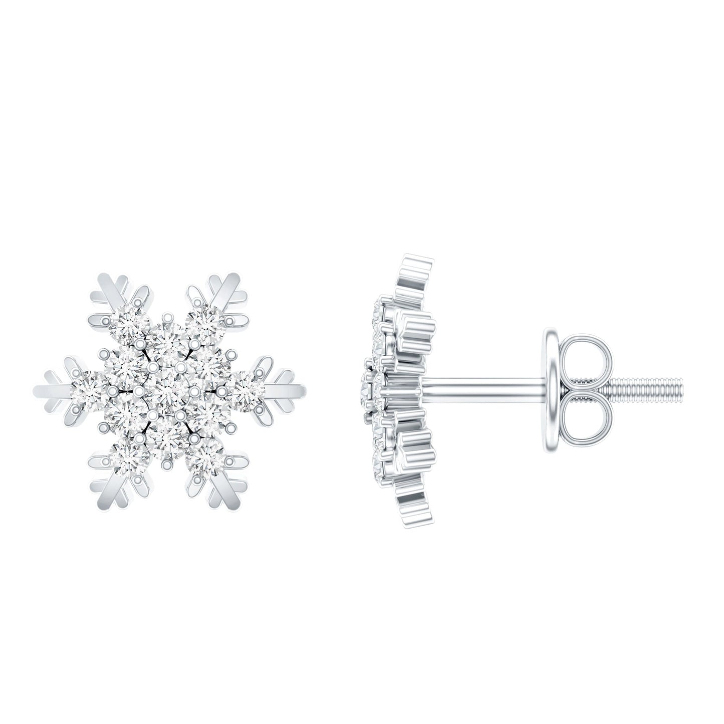Certified Moissanite Winter Snowflake Stud Earrings