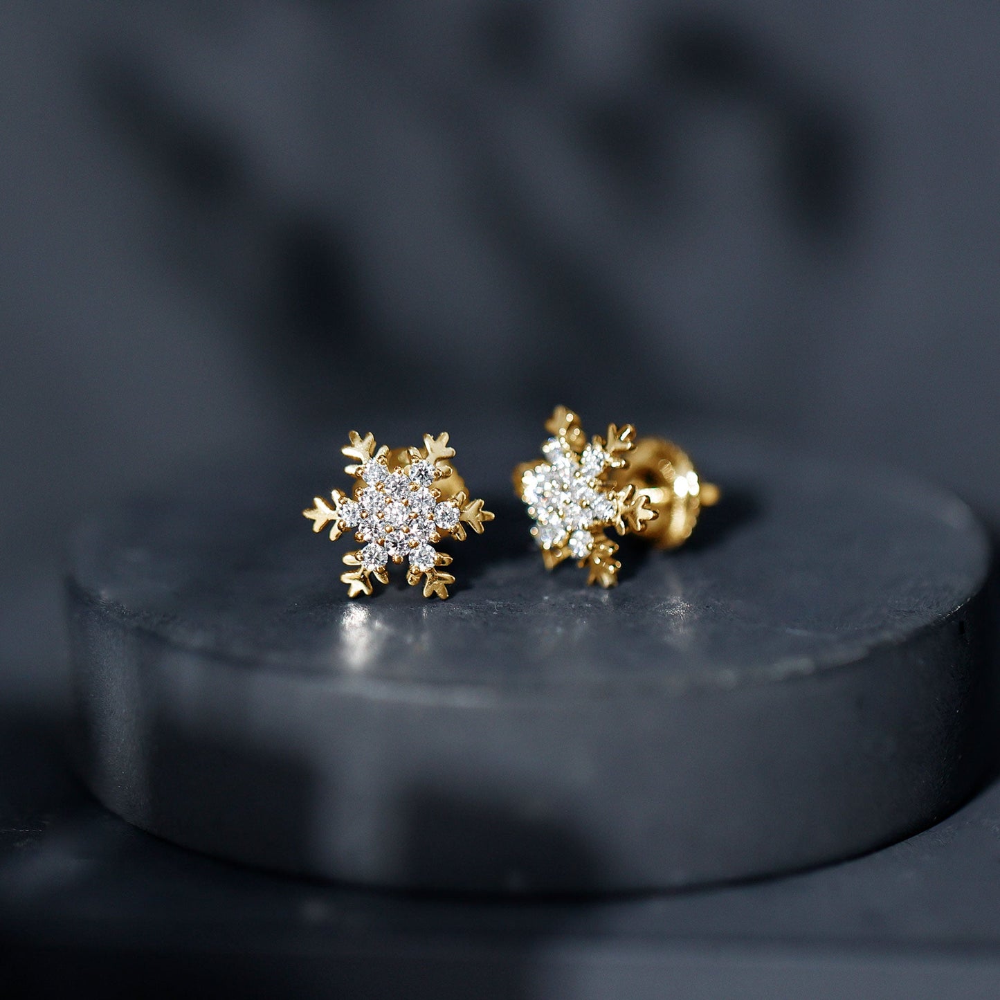Certified Moissanite Winter Snowflake Stud Earrings