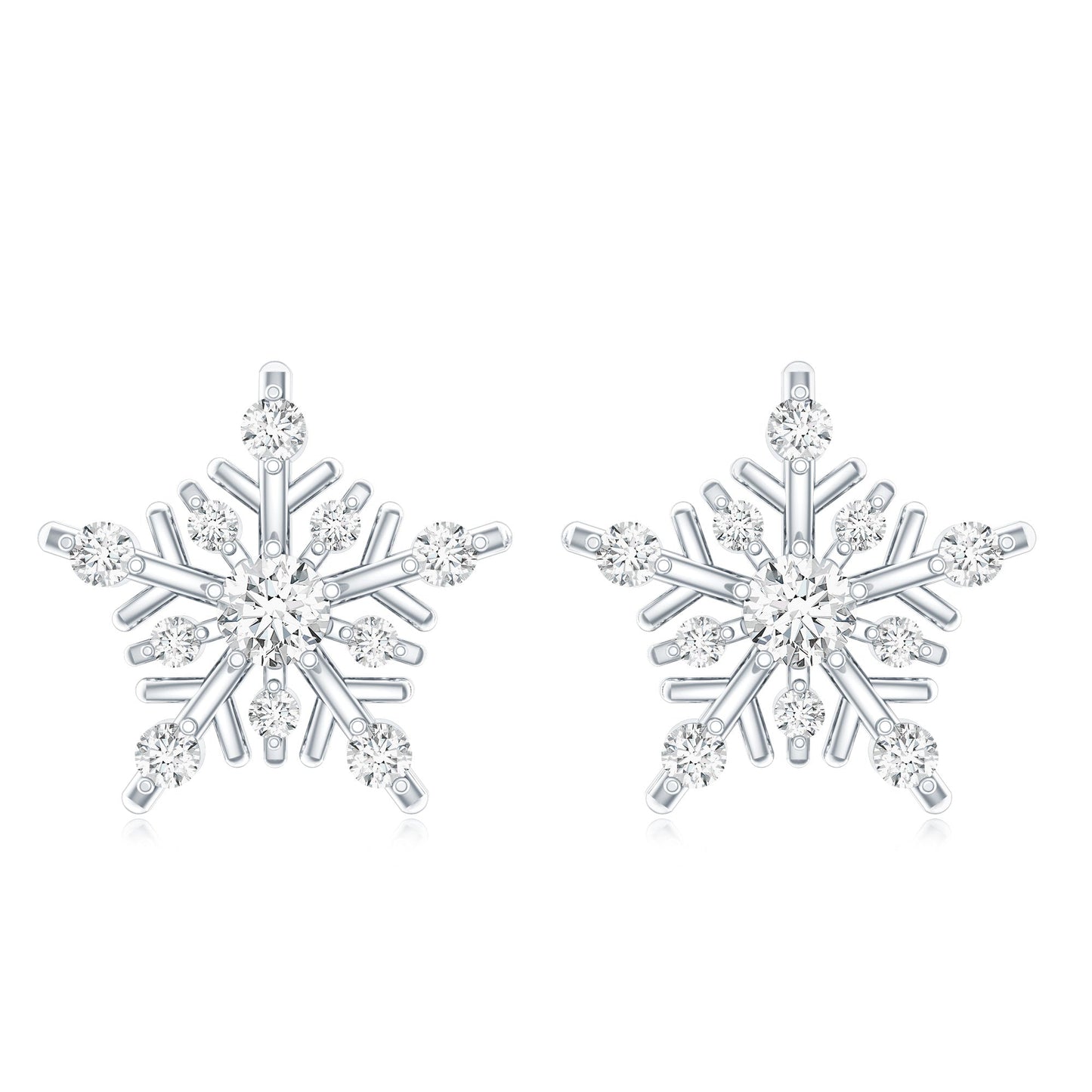 Certified Moissanite Snowflake Stud Earrings for Women