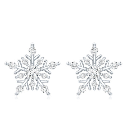 Certified Moissanite Snowflake Stud Earrings for Women