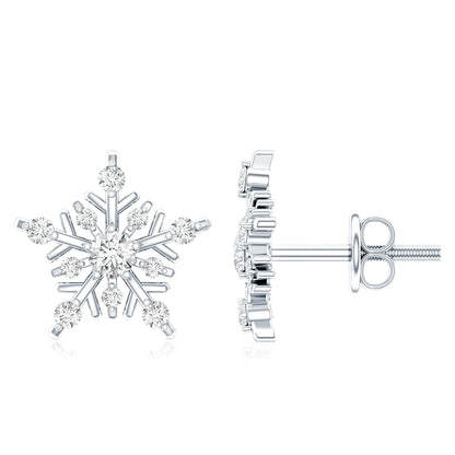 Certified Moissanite Snowflake Stud Earrings for Women