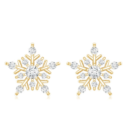 Certified Moissanite Snowflake Stud Earrings for Women