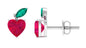 Heart Shape Ruby Strawberry Stud Earrings with Emerald
