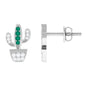Real Emerald and Diamond Cactus Stud Earrings