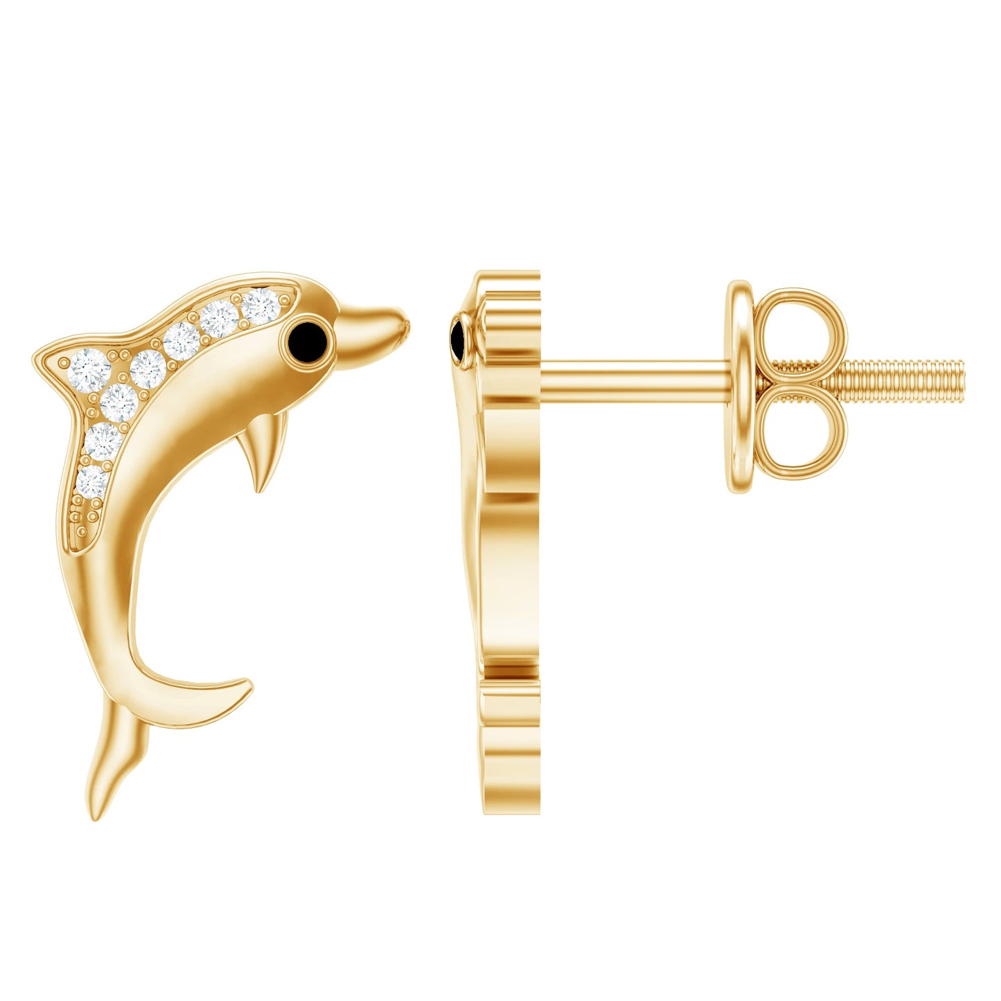 Cute Dolphin Stud Earrings with Moissanite