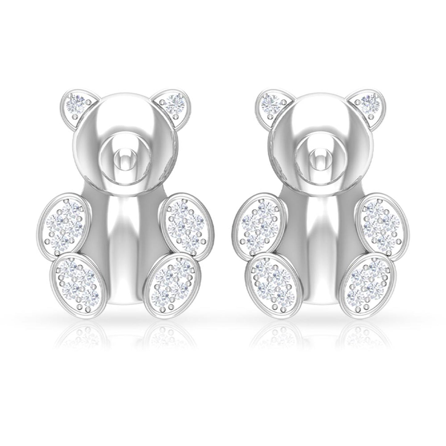 Teddy Bear Stud Earrings for Women with Diamonds