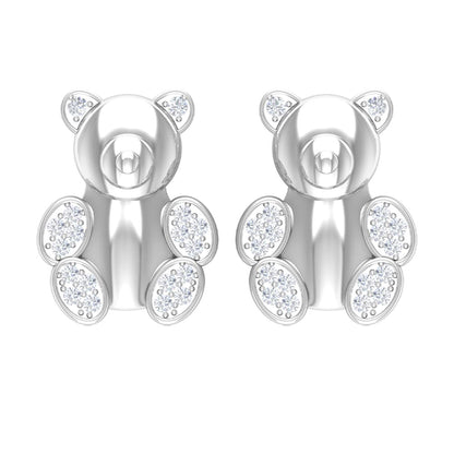 Teddy Bear Stud Earrings for Women with Diamonds