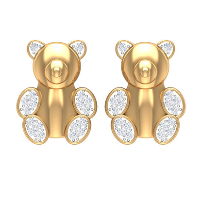 Teddy Bear Stud Earrings for Women with Diamonds