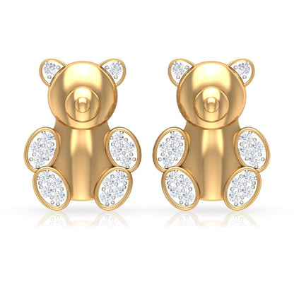 Teddy Bear Stud Earrings for Women with Diamonds