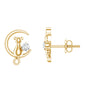 Diamond Cat Moon Stud Earrings for Women
