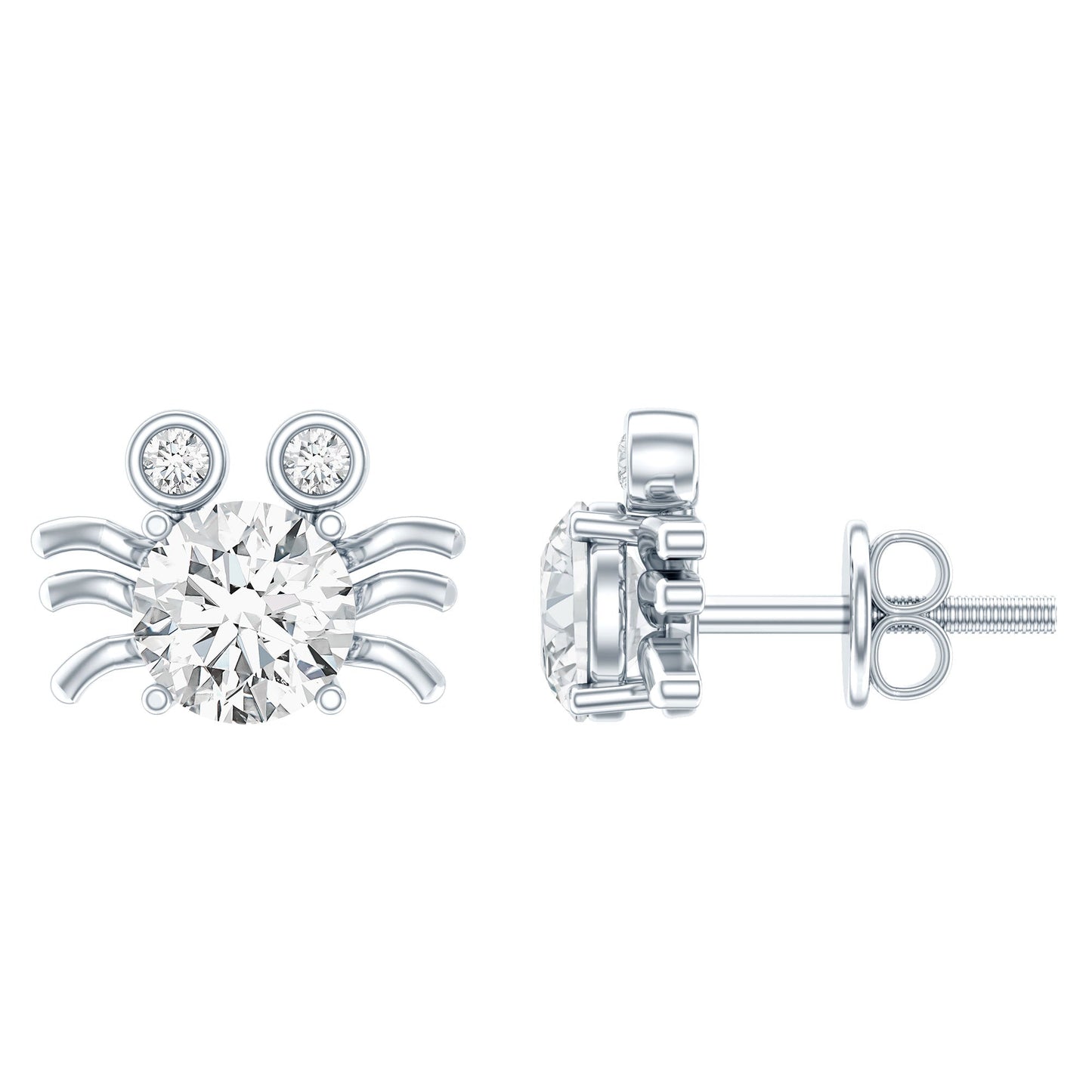 1 CT Moissanite Crab Stud Earrings with Certificate