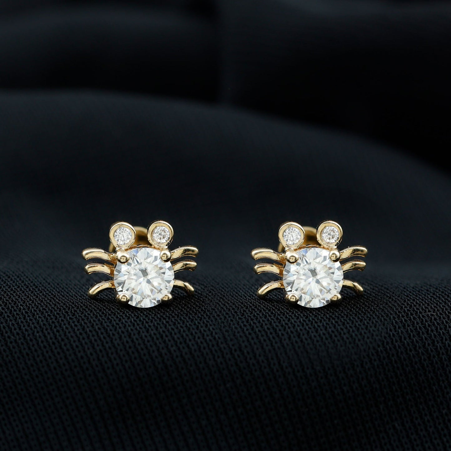 1 CT Moissanite Crab Stud Earrings with Certificate