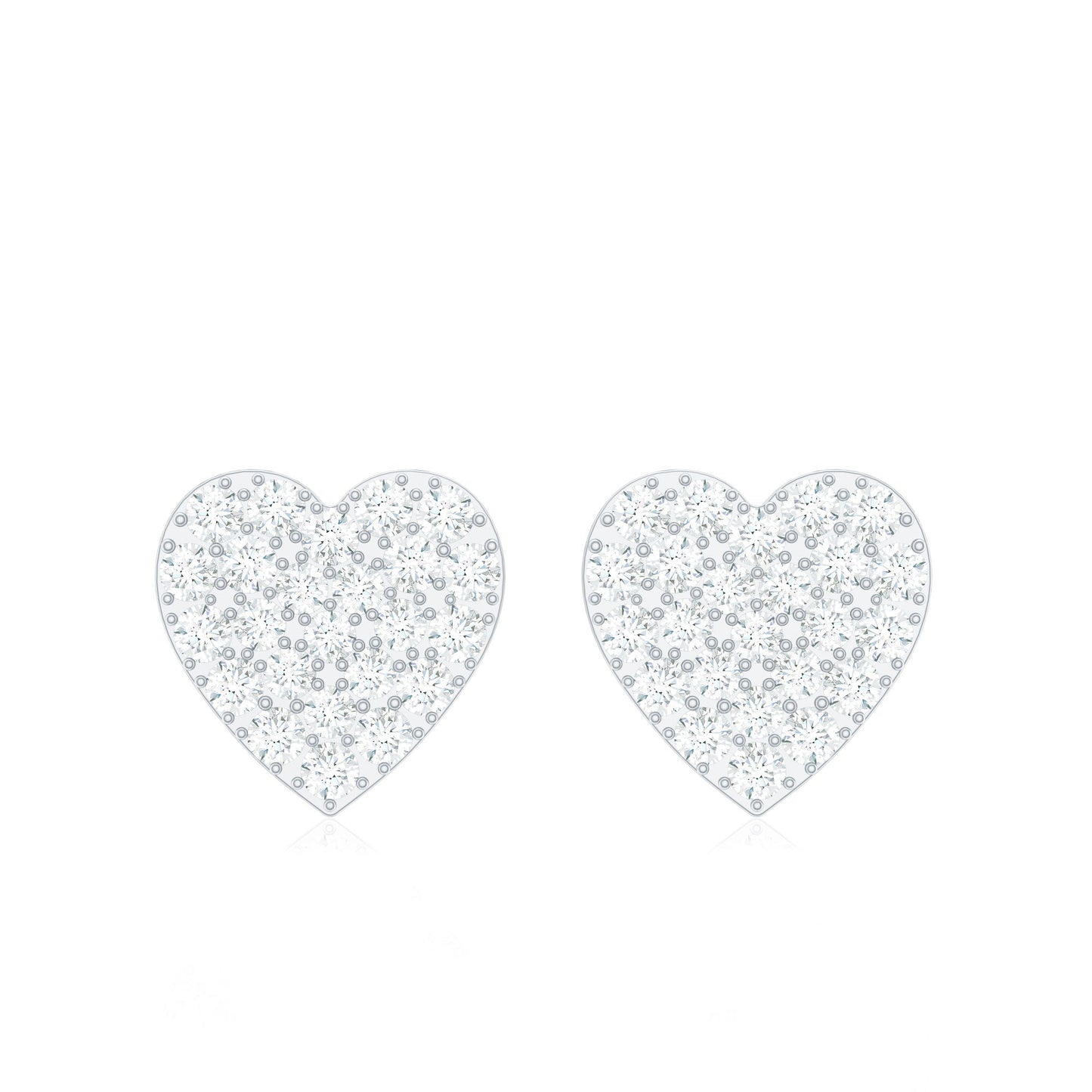 Natural Diamond Heart Stud Earrings for Women