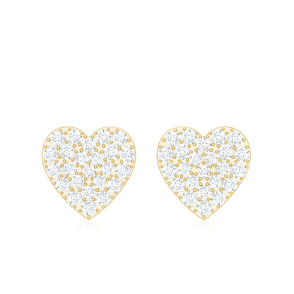 Natural Diamond Heart Stud Earrings for Women