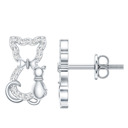 Certified Diamond Cat Stud Earrings