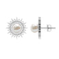 Cultured Freshwater Pearl Diamond Sunburst Earrings