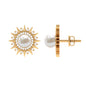 Cultured Freshwater Pearl Diamond Sunburst Earrings