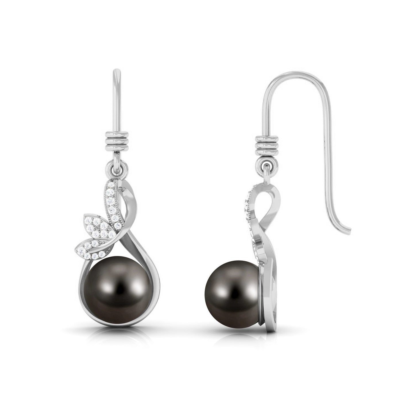 Designer 15 Carat Tahitian Pearl Drop Earrings with Diamond