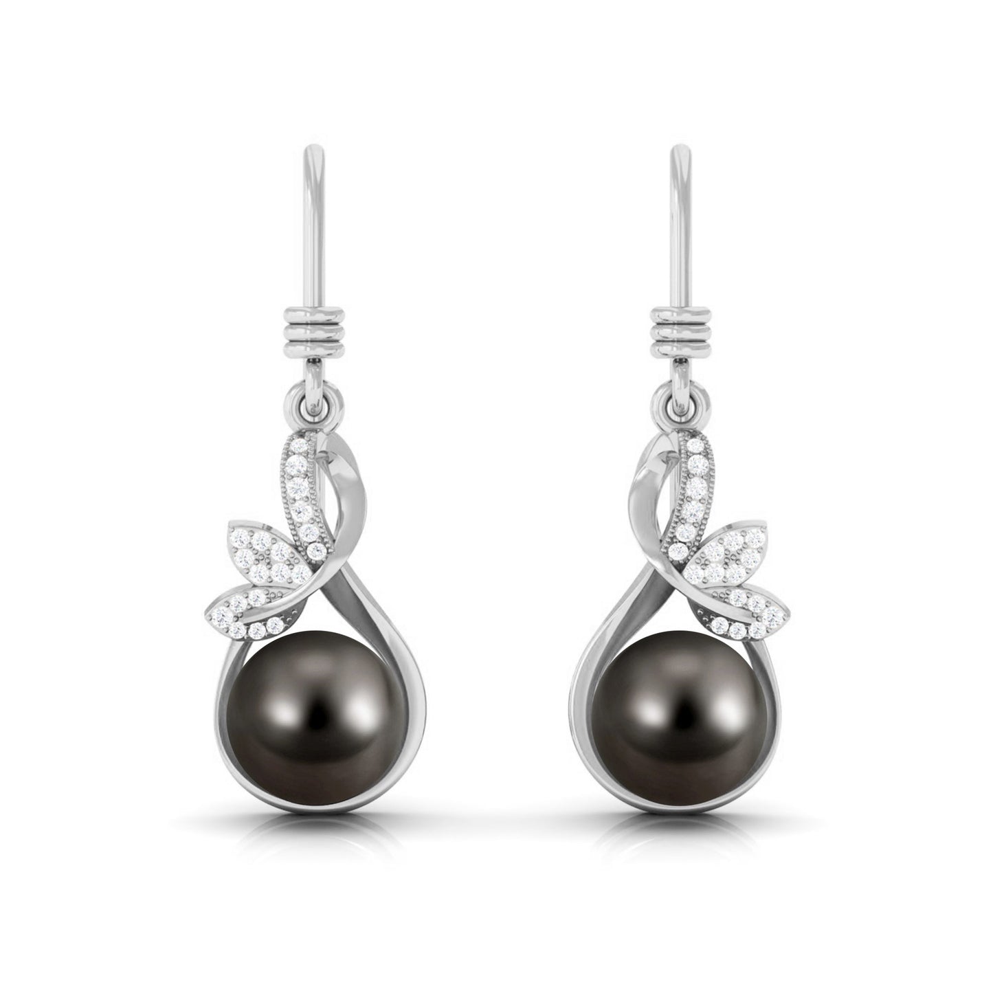 Designer 15 Carat Tahitian Pearl Drop Earrings with Diamond