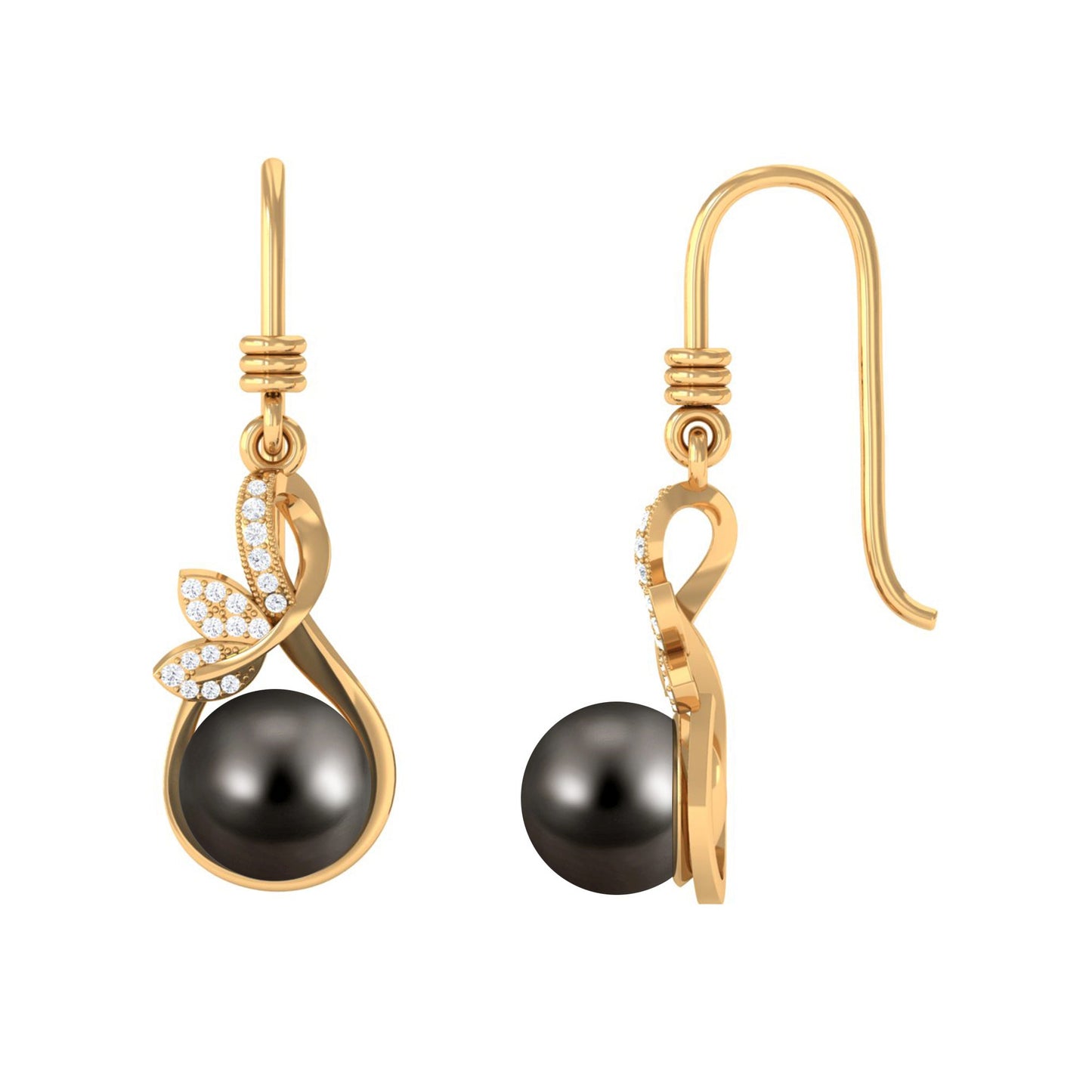 Designer 15 Carat Tahitian Pearl Drop Earrings with Diamond