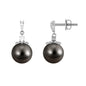 Cultured 15 Carat Black Tahitian Pearl Bridal Drop Earrings with Diamond