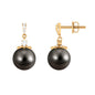 Cultured 15 Carat Black Tahitian Pearl Bridal Drop Earrings with Diamond