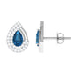 Designer London Blue Topaz and Diamond Teardrop Stud Earrings