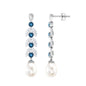 Freshwater Pearl Dangle Earrings with Blue Topaz and Diamond