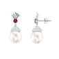 Cultured Freshwater Pearl Drop Earrings with Pink Tourmaline
