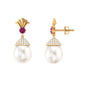 Cultured Freshwater Pearl Drop Earrings with Pink Tourmaline