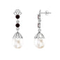 Vintage Inspired Pearl Dangle Earrings with Garnet