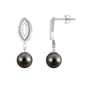 Cultured 15 Carat Tahitian Pearl Wedding Drop Earrings with Diamond