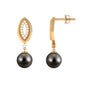 Cultured 15 Carat Tahitian Pearl Wedding Drop Earrings with Diamond